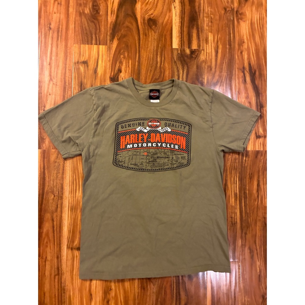 Harley-Davidson Arrowhead Peoria AZ Graphic T-Shirt Mens Large Olive Green USA‎